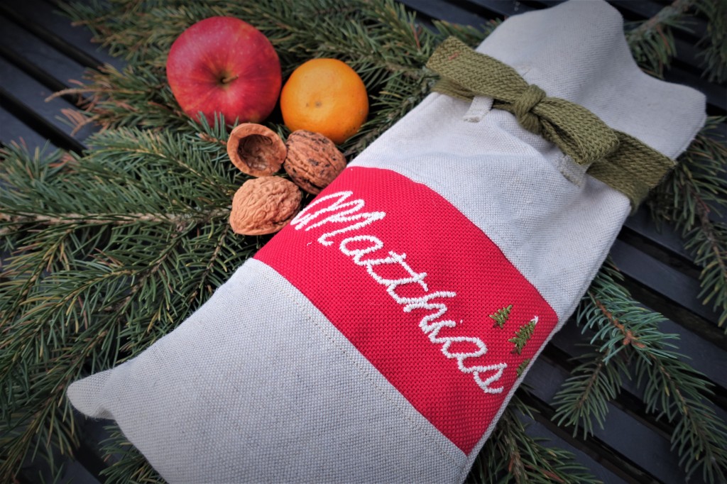 Austrian St. Nicholas Hand Embroidered Personalized Name Sacks