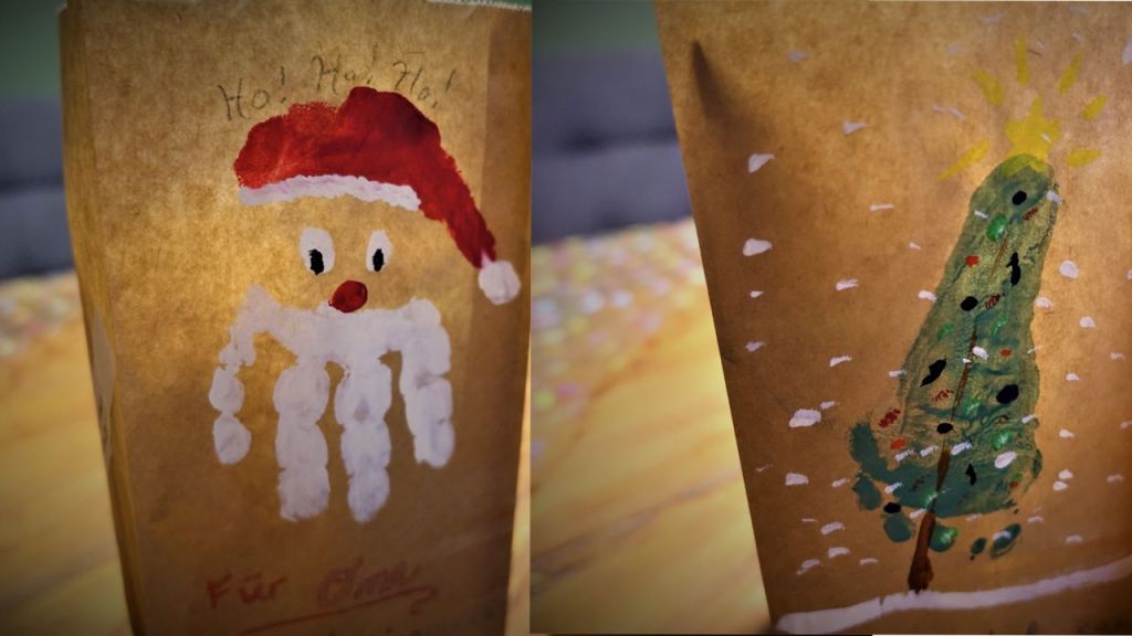 Kid’s Corner | Santa Handprint & Christmas Tree Footprint Paper Bag
